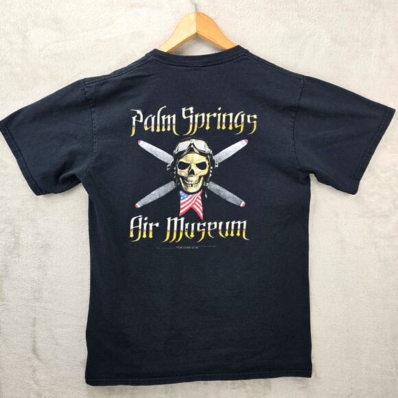 Unbranded Other - Palm Springs Air Museum Shirt Mens Medium Black Vintage Skull Grunge